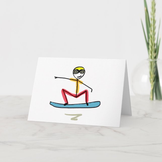 Snowboarding Stickman Card (Front)