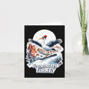 Snowboarding Stork In Turkish Winter Scene Card