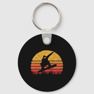 Snowboarding Sunset - Retro Vintage Snowboarder 1  Key Ring
