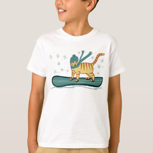 Snowboarding Tabby Cat Cute T-Shirt