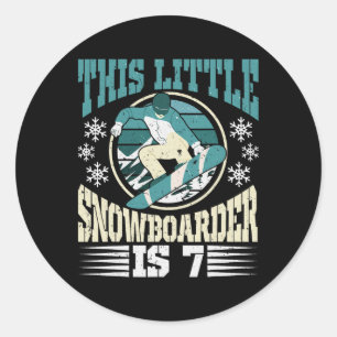 Snowboarding This Little Snowboarder Is 7 Birthday Classic Round Sticker