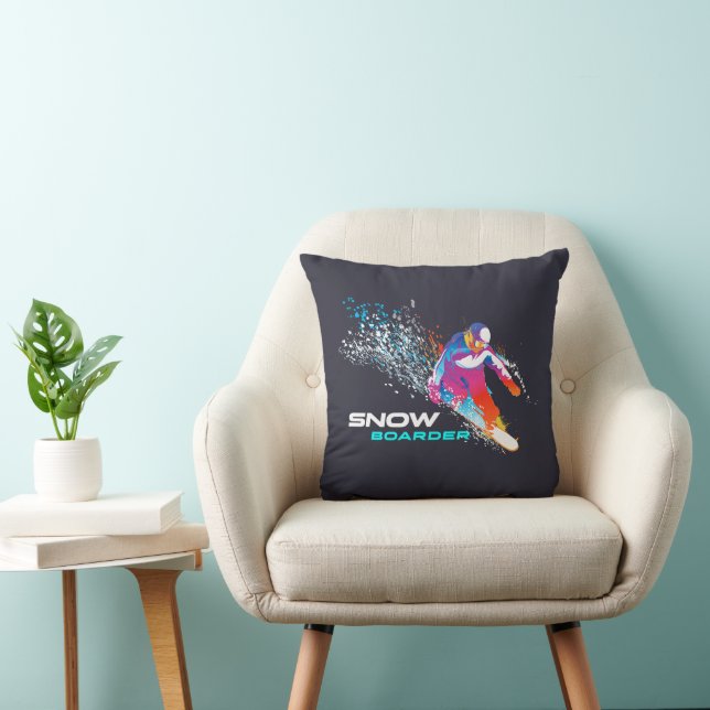 Snowboarding | Throw Pillow 16" (Chair)