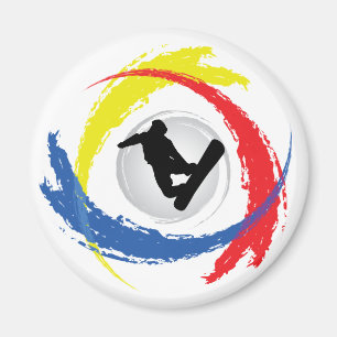 Snowboarding Tricolor Emblem Magnet
