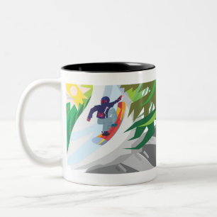 Snowboarding Two-Tone Coffee Mug