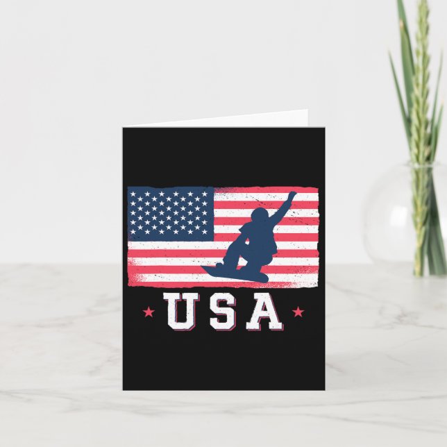 Snowboarding Usa American Flag Snowboard Women Kid Card (Front)