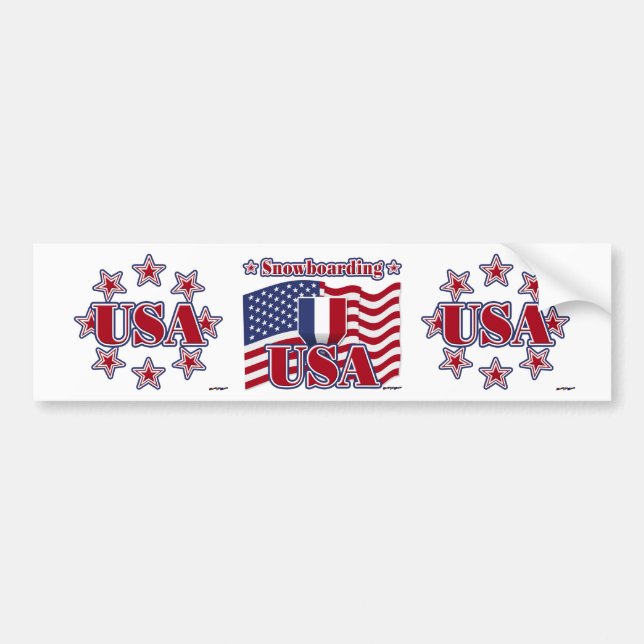 Snowboarding USA Bumper Sticker (Front)