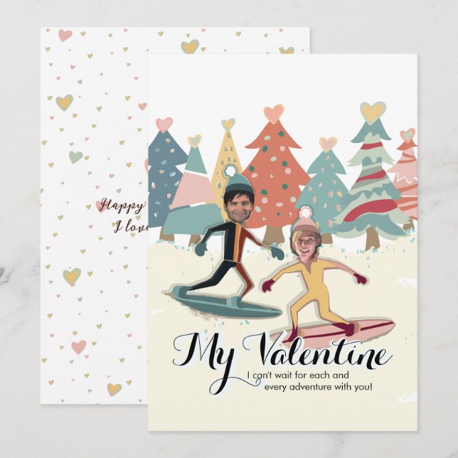 Snowboarding Valentine Holiday Card (Front/Back)