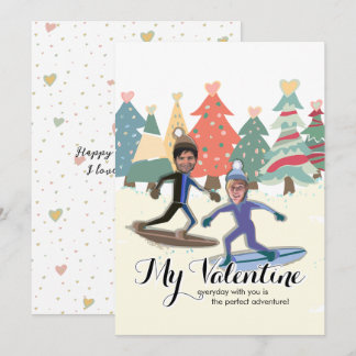 Snowboarding Valentines Holiday Card