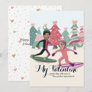 Snowboarding Valentines Holiday Card