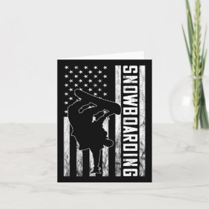 Snowboarding Vintage Usa Flag America Snowboarder Card