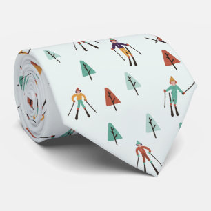 Snowboarding Winter Skiing Christmas Vibe Pattern Tie