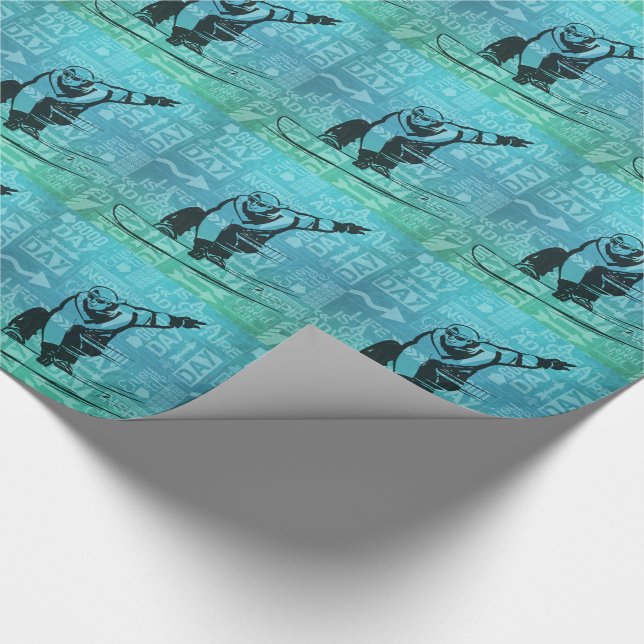 Snowboarding Winter Sports Theme Green and Blue Wrapping Paper (Corner)