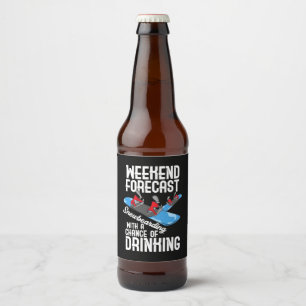 Snowboarding With A Chance Of Drinking Beer Bottle Label