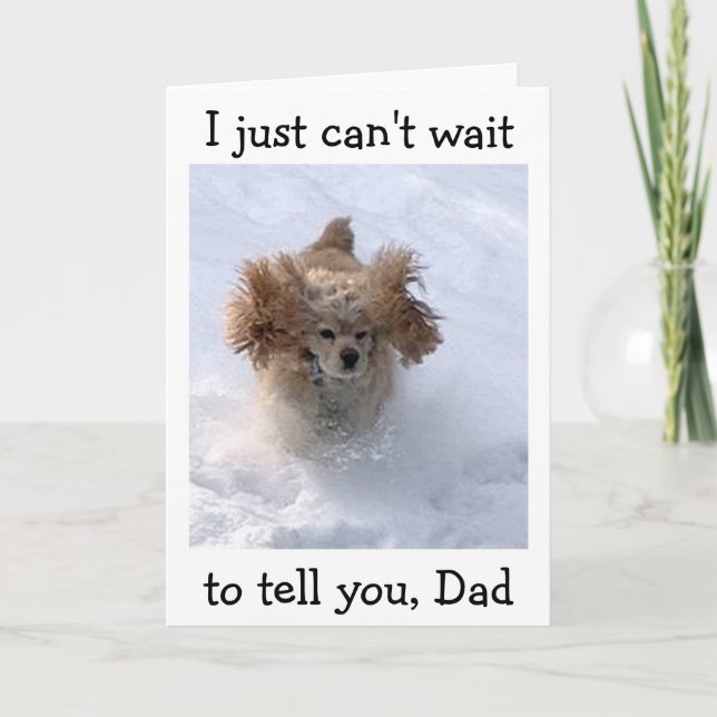 **SNOWBOUND COMEDIC DOG** FOR DAD'S BIRTHDAY CARD (Front)