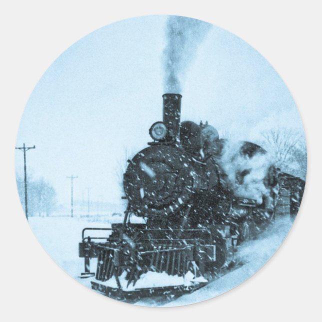 Snowbound Train Vintage Classic Round Sticker (Front)