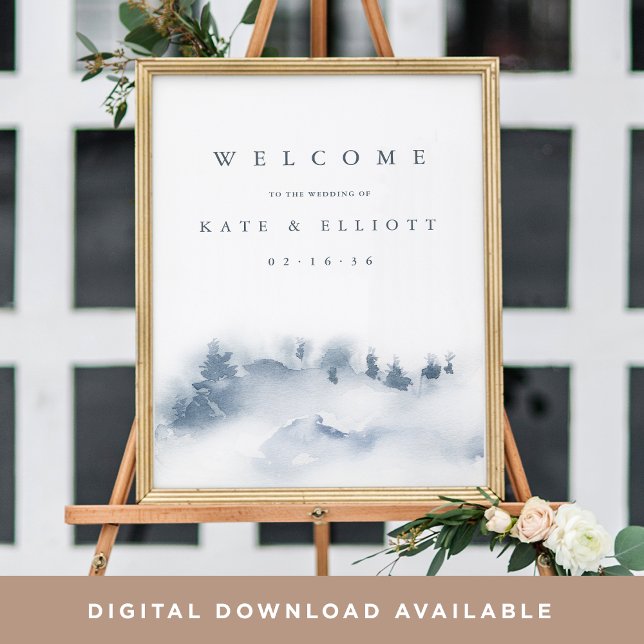 Snowbound | Winter Watercolor Wedding Welcome Sign (Creator Uploaded)