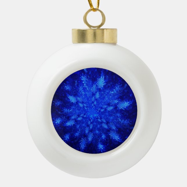 Snowburst Ceramic Ball Christmas Ornament (Front)