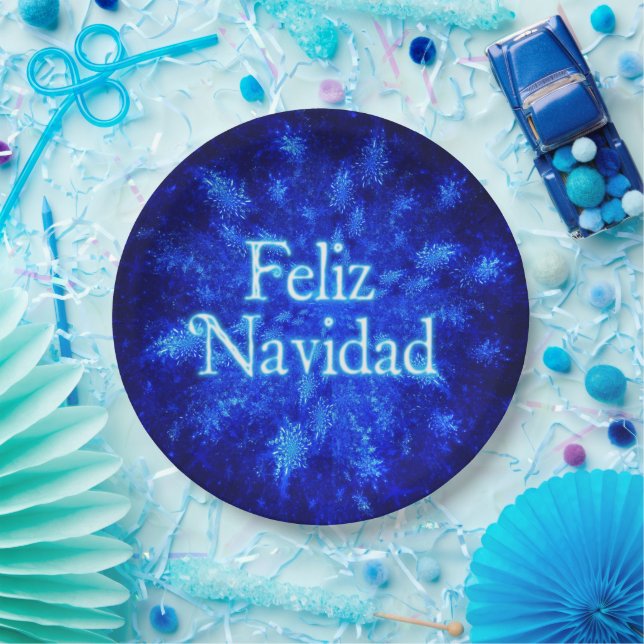 Snowburst - Feliz Navidad Paper Plate (Party)