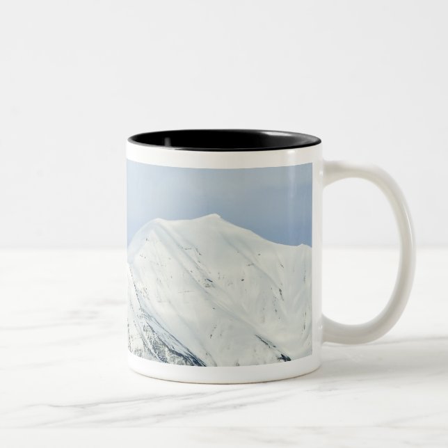 Snowcapped peaks Woodfjord Svalbard 2 Two-Tone Coffee Mug (Right)