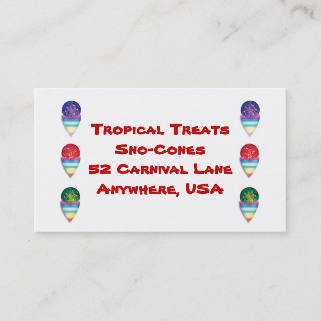 snowcones   sno-cones  for your summer business card (Front)