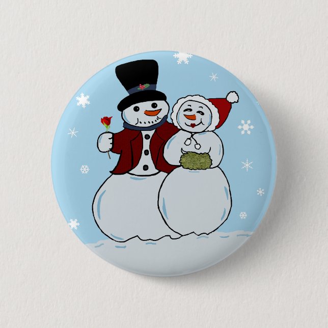 Snowcouple 6 Cm Round Badge (Front)