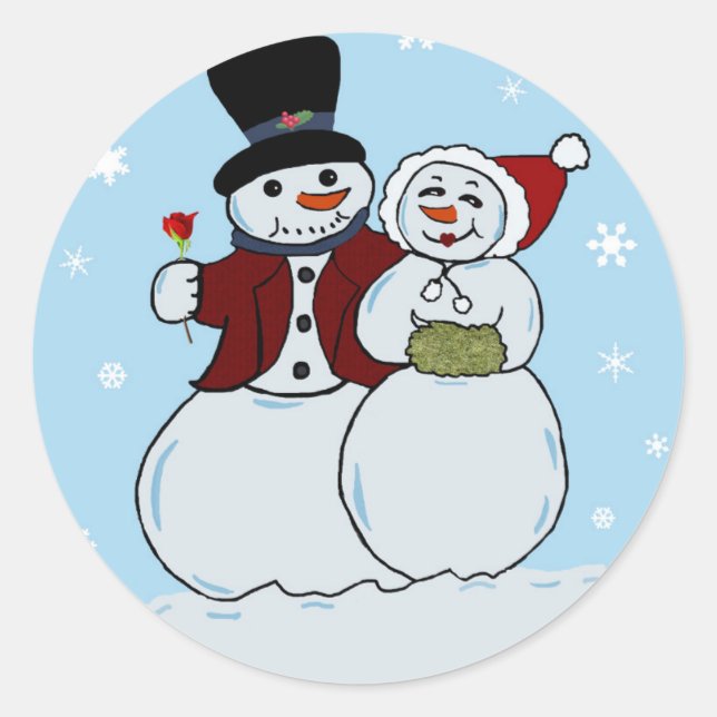 Snowcouple Classic Round Sticker (Front)