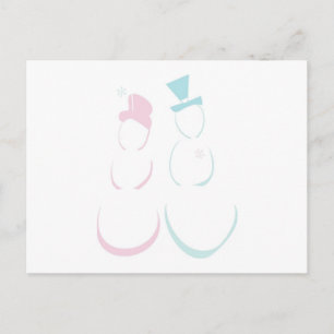 Snowcouple in Icy Pink and Blue Postcard
