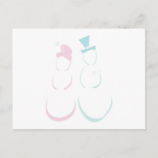 Snowcouple in Icy Pink and Blue Postcard