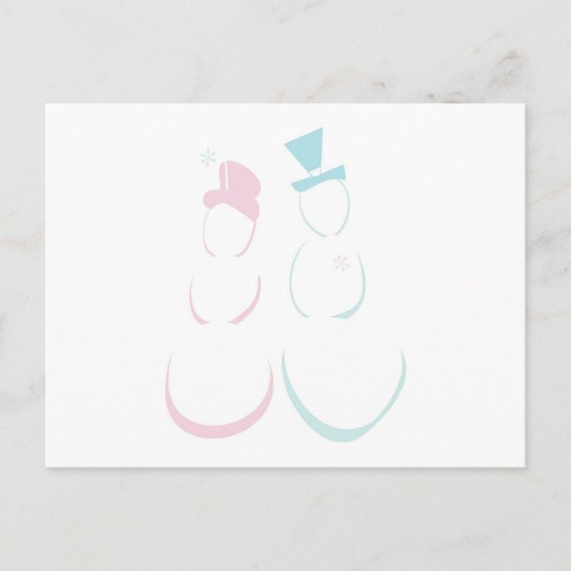 Snowcouple in Icy Pink and Blue Postcard (Front)