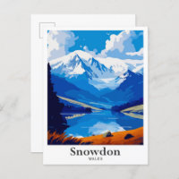 Snowdon Wales Art Vintage Travel Illustration