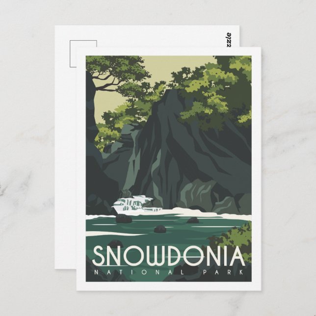 Snowdonia England Famous Travel Place Illustration Postcard (Front/Back)