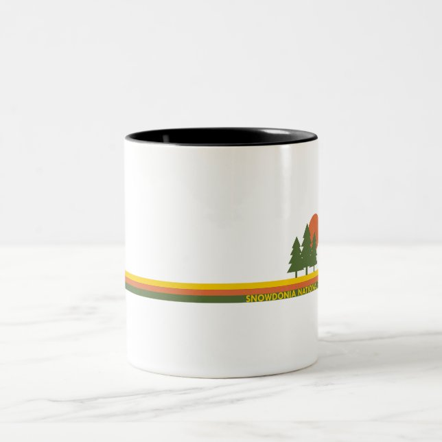 Snowdonia National Park Pine Trees Sun Two-Tone Coffee Mug (Center)
