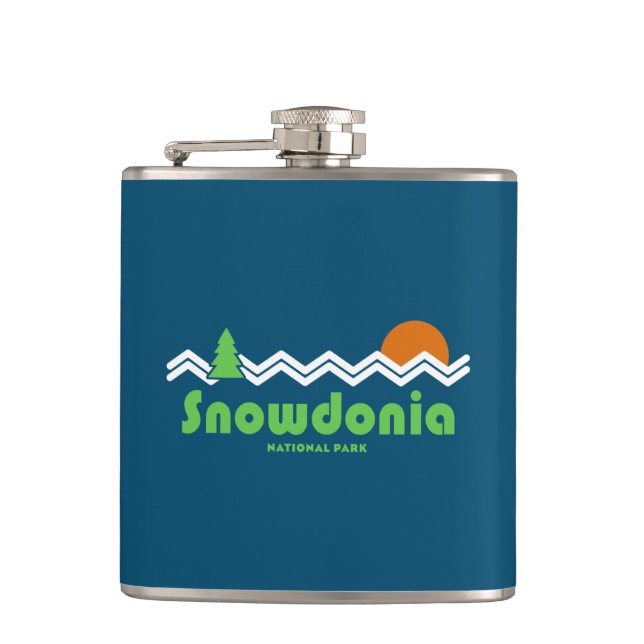 Snowdonia National Park Retro Hip Flask (Front)