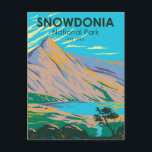 Snowdonia National Park Wales Lake Glaslyn Vintage Postcard<br><div class="desc">Snowdonia vector artwork design. The park's historic Snowdon Mountain Railway climbs to the summit of Wales's highest mountain,  Mount Snowdon,  offering views across the sea to Ireland.</div>