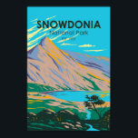 Snowdonia National Park Wales Lake Glaslyn Vintage Poster<br><div class="desc">Snowdonia vector artwork design. The park's historic Snowdon Mountain Railway climbs to the summit of Wales's highest mountain,  Mount Snowdon,  offering views across the sea to Ireland.</div>