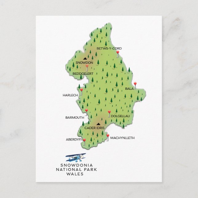 Snowdonia national park, Wales map Postcard (Front)