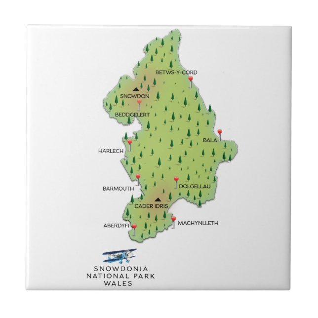 Snowdonia national park, Wales map Tile (Front)