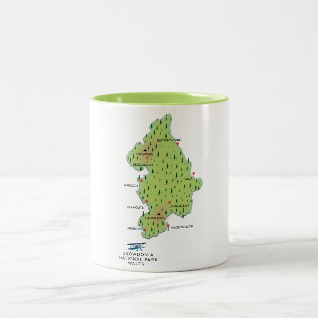Snowdonia national park, Wales map Two-Tone Coffee Mug (Center)