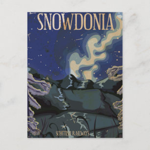 Snowdonia Vintage Railway Travel Poster Postcard