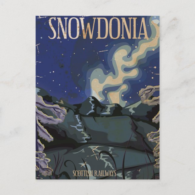 Snowdonia Vintage Railway Travel Poster Postcard (Front)