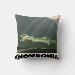 Snowdonia Vintage style vacation poster. Canvas Pr Cushion