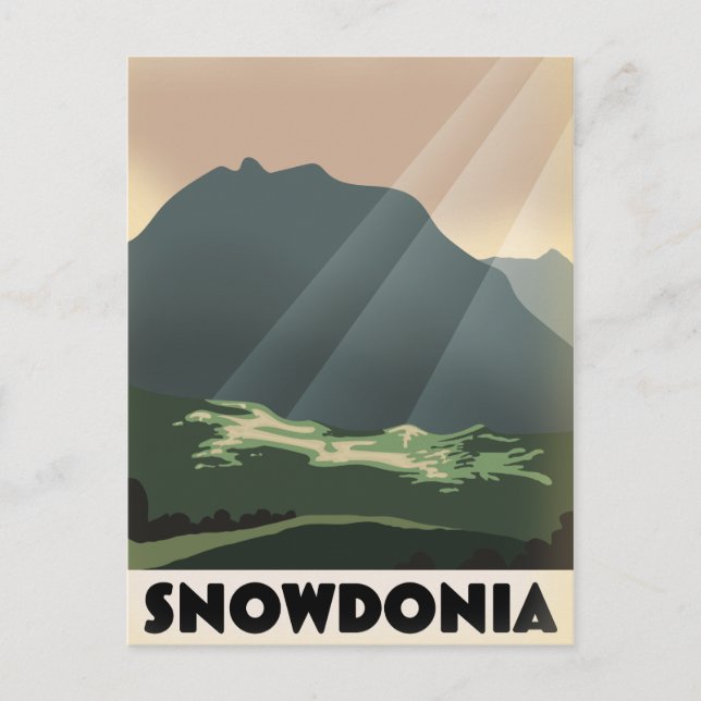 Snowdonia Vintage style vacation poster. Postcard (Front)