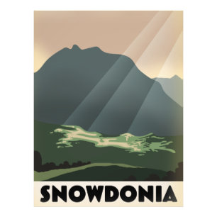 Snowdonia Vintage style vacation poster. Postcard Photo Print