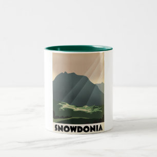 Snowdonia Vintage style vacation poster. Two-Tone Coffee Mug