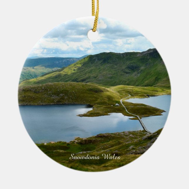 Snowdonia Wales. Ceramic Tree Decoration (Front)