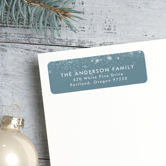 Snowdrift Blue Frost Holiday Return Address (Creator Uploaded)