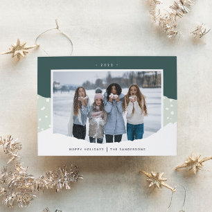 Snowdrift Colorblock Horizontal Photo Holiday Card