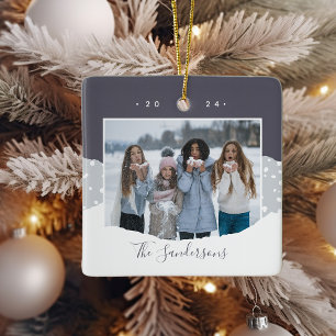 Snowdrift   Colorblock Photo Personalised Ceramic Ornament