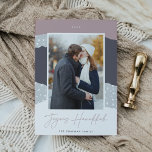 Snowdrift | Colorblock Vertical Photo Hanukkah Holiday Card<br><div class="desc">A modern and elegant holiday card in soft colours featuring your favourite vertical or portrait orientated photo on a colorblock snowdrift background in rosy mauve,  grey,  and white. "Joyous Hanukkah" appears beneath in beautiful handwritten script,  with your family name beneath.</div>