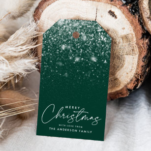 Snowdrift Green Merry Christmas Gift Tags